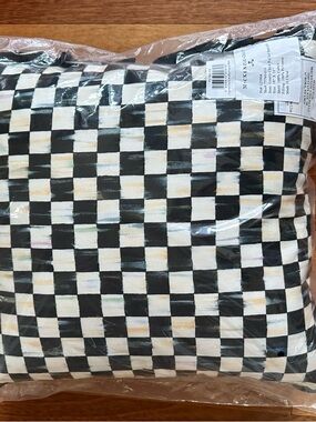 MacKenzie-Childs Courtly Check and Black and Cream Stipe 18x18 Ruffled Pillow